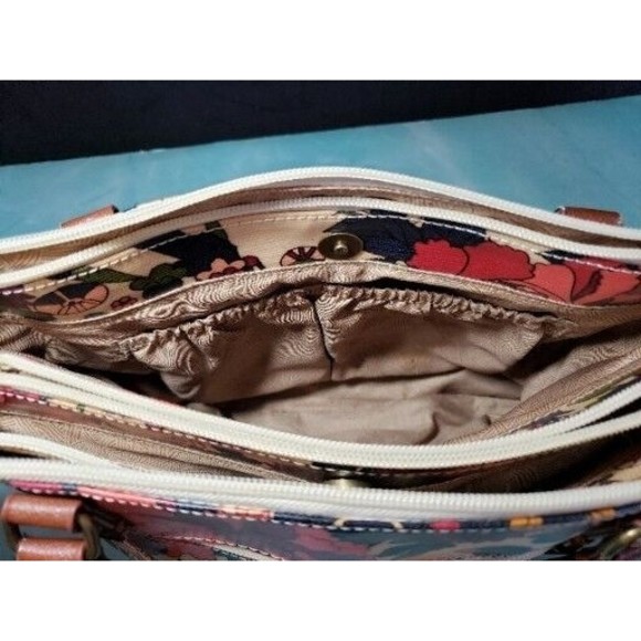 SAKROOTS Shoulder Bag BOHO FLOWER POWER Maroon Crimson Peace Floral EXCELLENT - Picture 11 of 15